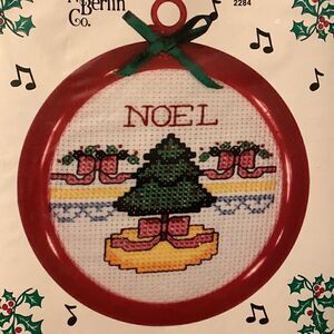 NWT Vintage Musical Cross‎ Stitch Christmas Tree Noel Ornament Kit Made in USA